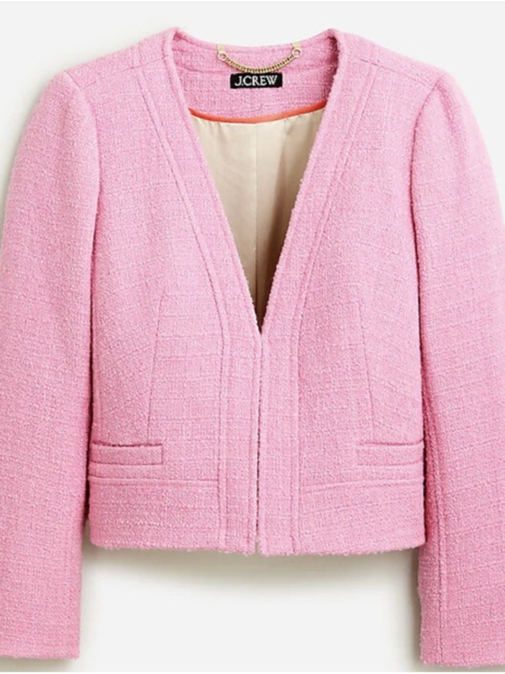 J.Crew Collarless Lady Jacket Maritime Tweed Chariot Pink Size 8